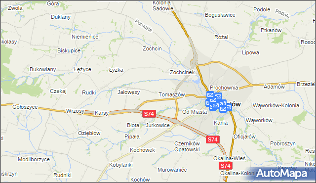 mapa Tomaszów gmina Opatów, Tomaszów gmina Opatów na mapie Targeo