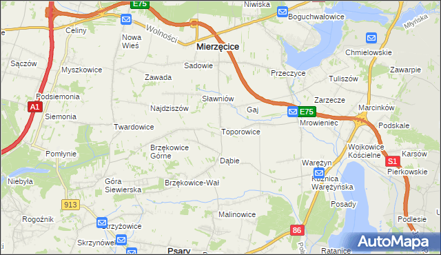 mapa Toporowice, Toporowice na mapie Targeo
