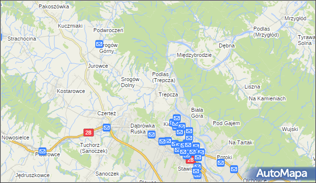 mapa Trepcza, Trepcza na mapie Targeo