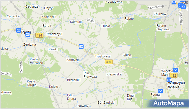 mapa Truskolasy gmina Wręczyca Wielka, Truskolasy gmina Wręczyca Wielka na mapie Targeo