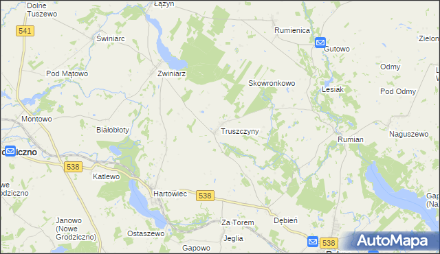 mapa Truszczyny, Truszczyny na mapie Targeo