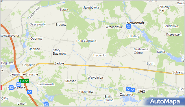 mapa Trzcianki gmina Nowodwór, Trzcianki gmina Nowodwór na mapie Targeo