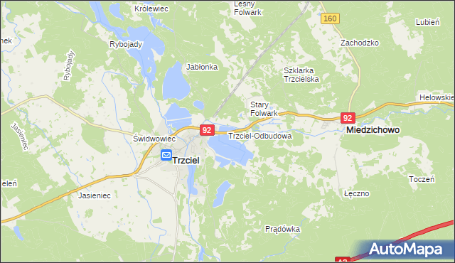 mapa Trzciel-Odbudowa, Trzciel-Odbudowa na mapie Targeo