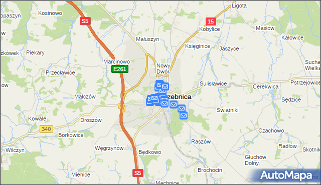 mapa Trzebnica, Trzebnica na mapie Targeo