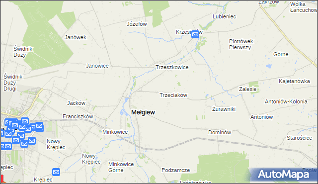 mapa Trzeciaków, Trzeciaków na mapie Targeo