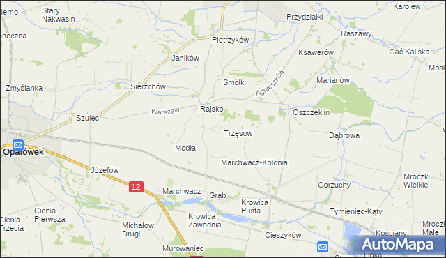 mapa Trzęsów gmina Szczytniki, Trzęsów gmina Szczytniki na mapie Targeo