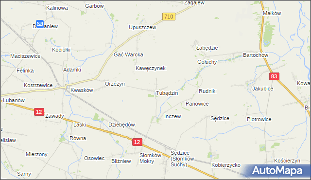 mapa Tubądzin, Tubądzin na mapie Targeo