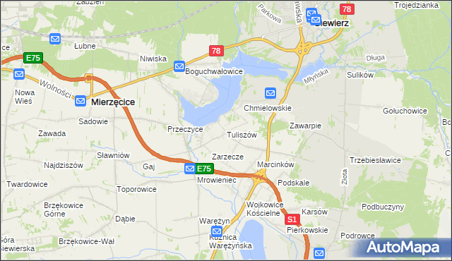 mapa Tuliszów, Tuliszów na mapie Targeo