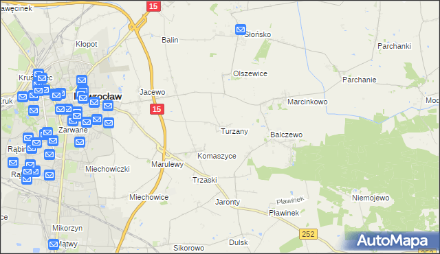 mapa Turzany gmina Inowrocław, Turzany gmina Inowrocław na mapie Targeo