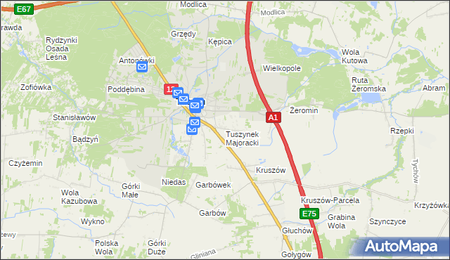 mapa Tuszynek Majoracki, Tuszynek Majoracki na mapie Targeo