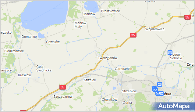 mapa Tworzyjanów, Tworzyjanów na mapie Targeo