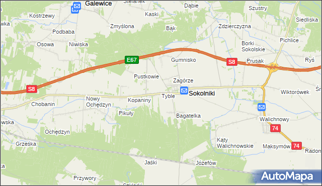 mapa Tyble, Tyble na mapie Targeo