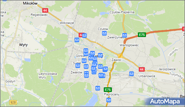mapa Tychów, Tychy na mapie Targeo