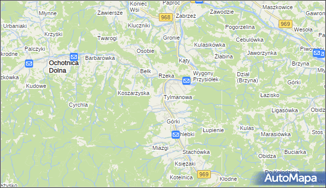mapa Tylmanowa, Tylmanowa na mapie Targeo