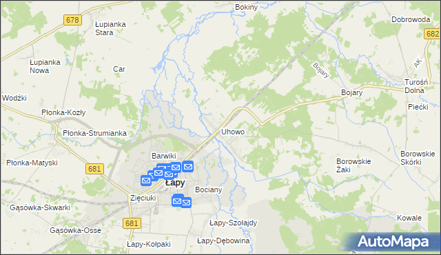 mapa Uhowo, Uhowo na mapie Targeo