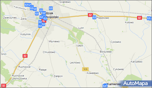 mapa Ujazd gmina Kamieniec, Ujazd gmina Kamieniec na mapie Targeo