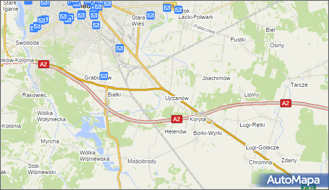 mapa Ujrzanów, Ujrzanów na mapie Targeo