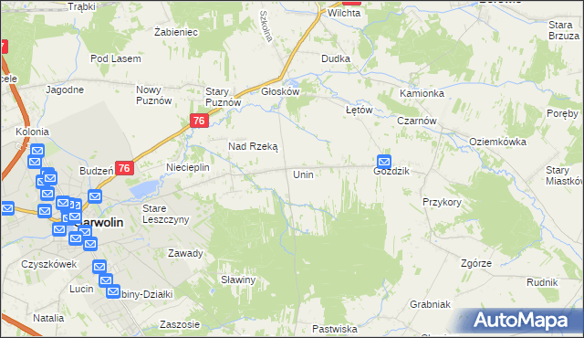 mapa Unin gmina Górzno, Unin gmina Górzno na mapie Targeo