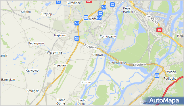 mapa Ustowo, Ustowo na mapie Targeo