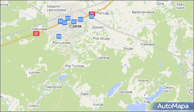 mapa Ustronie gmina Czersk, Ustronie gmina Czersk na mapie Targeo