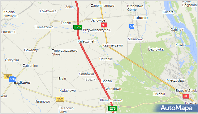 mapa Ustronie gmina Lubanie, Ustronie gmina Lubanie na mapie Targeo