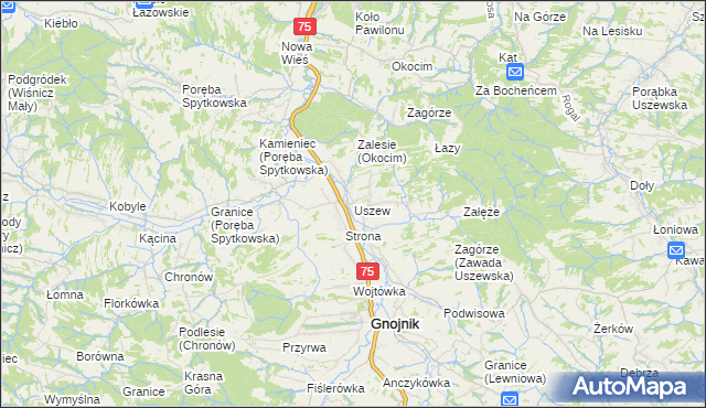 mapa Uszew, Uszew na mapie Targeo