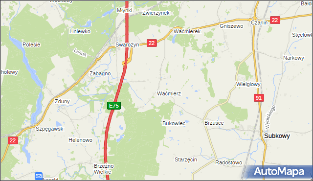 mapa Waćmierz, Waćmierz na mapie Targeo