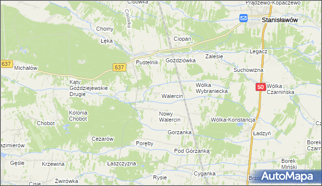 mapa Walercin, Walercin na mapie Targeo