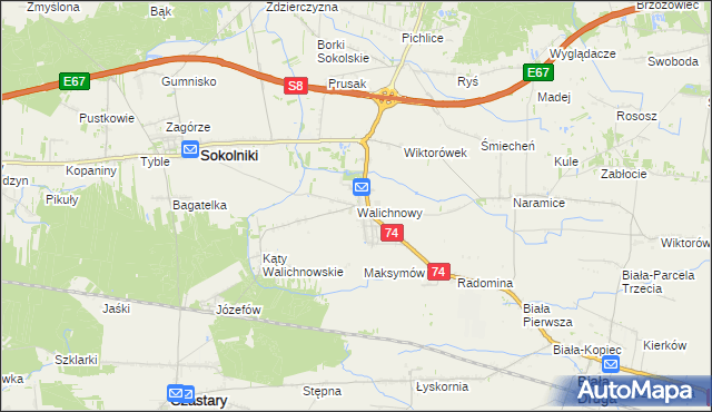 mapa Walichnowy, Walichnowy na mapie Targeo