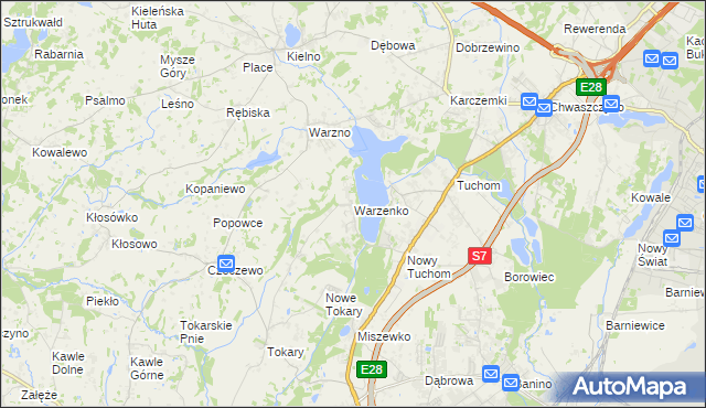 mapa Warzenko, Warzenko na mapie Targeo