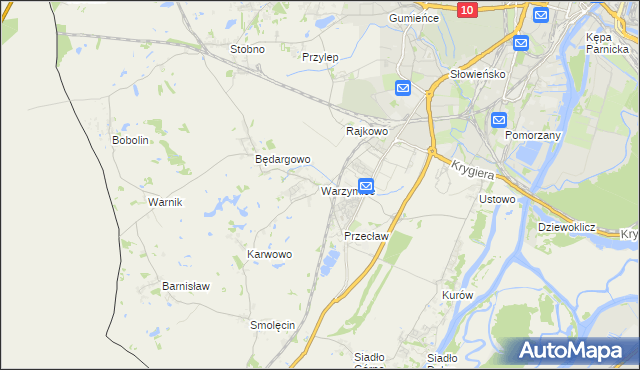 mapa Warzymice, Warzymice na mapie Targeo