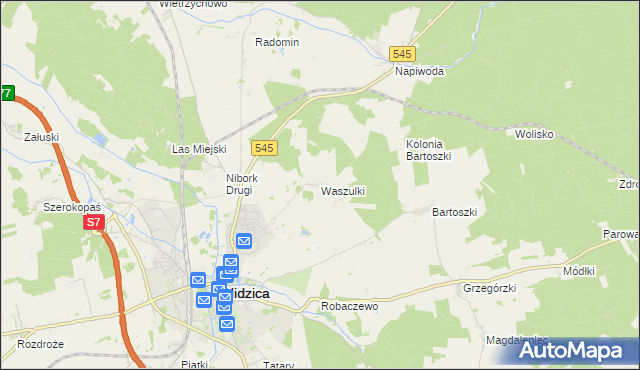 mapa Waszulki, Waszulki na mapie Targeo