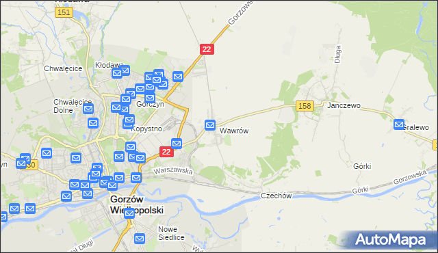 mapa Wawrów, Wawrów na mapie Targeo