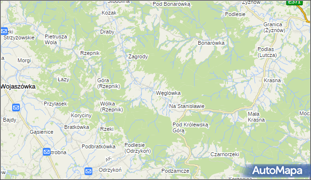 mapa Węglówka gmina Korczyna, Węglówka gmina Korczyna na mapie Targeo