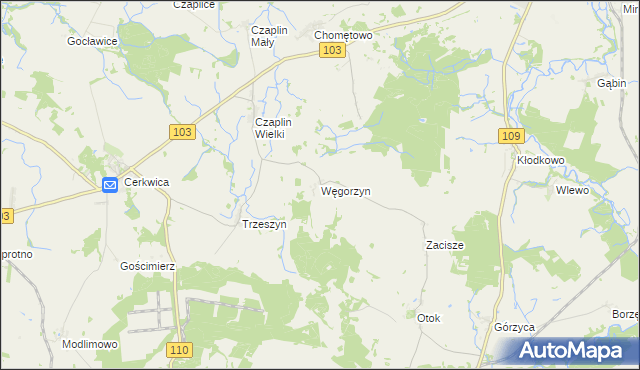 mapa Węgorzyn gmina Karnice, Węgorzyn gmina Karnice na mapie Targeo