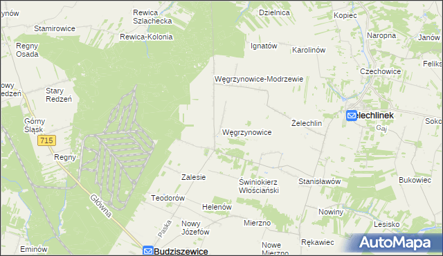 mapa Węgrzynowice gmina Budziszewice, Węgrzynowice gmina Budziszewice na mapie Targeo