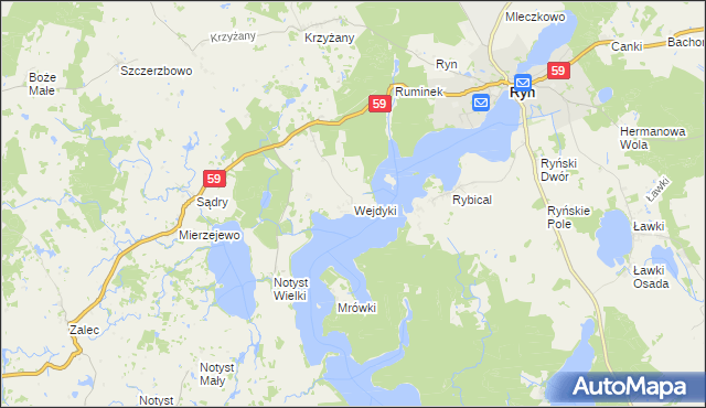 mapa Wejdyki, Wejdyki na mapie Targeo