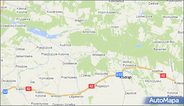 mapa Widawka, Widawka na mapie Targeo