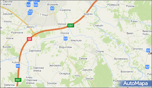 mapa Wiechucice, Wiechucice na mapie Targeo
