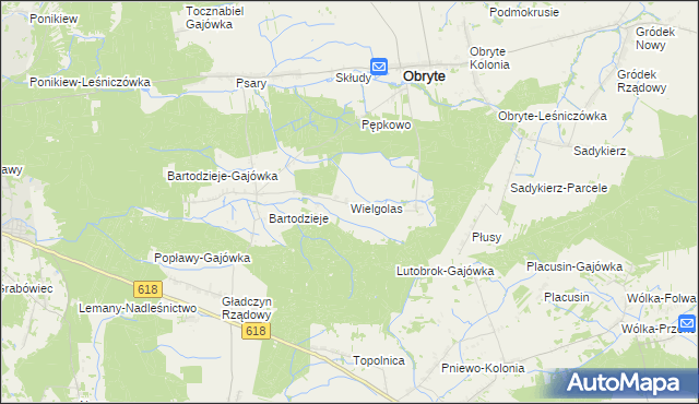 mapa Wielgolas gmina Obryte, Wielgolas gmina Obryte na mapie Targeo