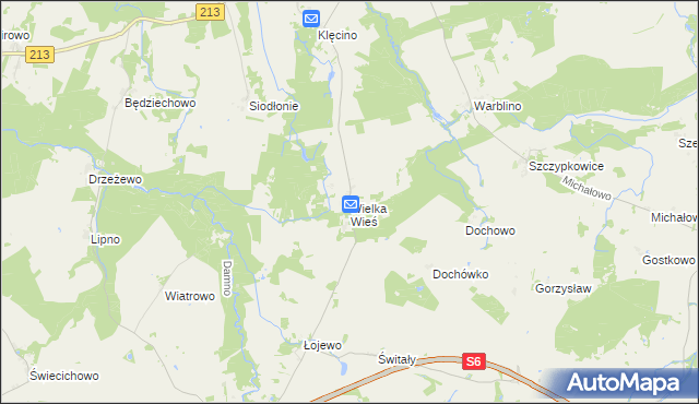mapa Wielka Wieś gmina Główczyce, Wielka Wieś gmina Główczyce na mapie Targeo