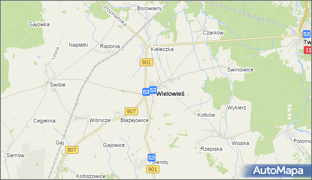 mapa Wielowieś powiat gliwicki, Wielowieś powiat gliwicki na mapie Targeo