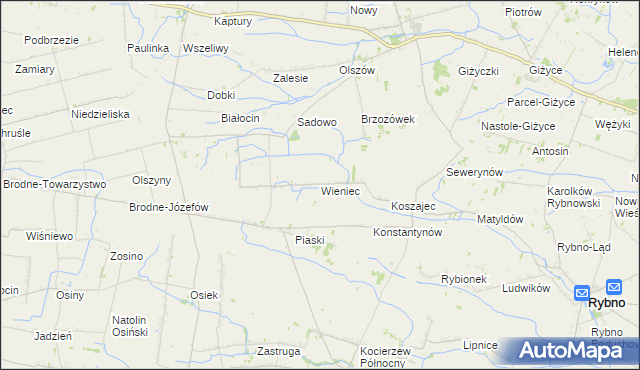 mapa Wieniec gmina Iłów, Wieniec gmina Iłów na mapie Targeo