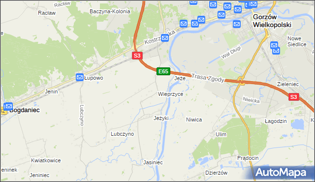 mapa Wieprzyce, Wieprzyce na mapie Targeo