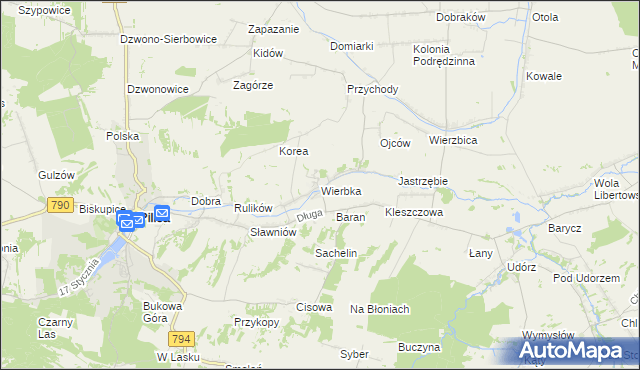 mapa Wierbka, Wierbka na mapie Targeo