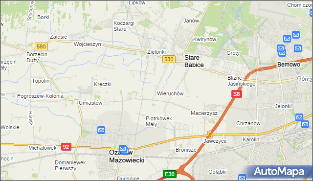 mapa Wieruchów, Wieruchów na mapie Targeo