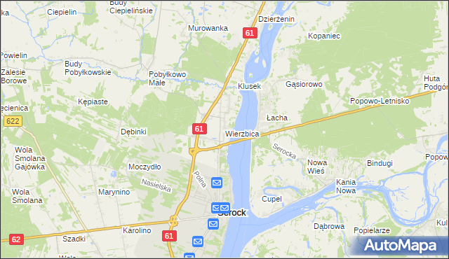 mapa Wierzbica gmina Serock, Wierzbica gmina Serock na mapie Targeo