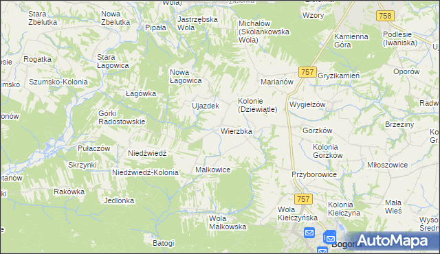 mapa Wierzbka, Wierzbka na mapie Targeo