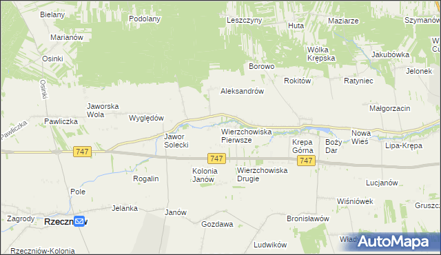 mapa Wierzchowiska Pierwsze gmina Sienno, Wierzchowiska Pierwsze gmina Sienno na mapie Targeo