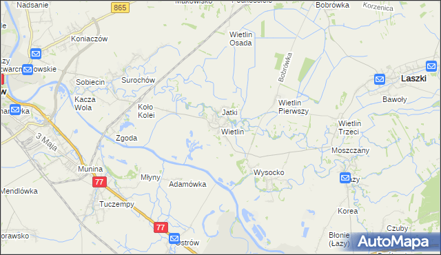 mapa Wietlin, Wietlin na mapie Targeo